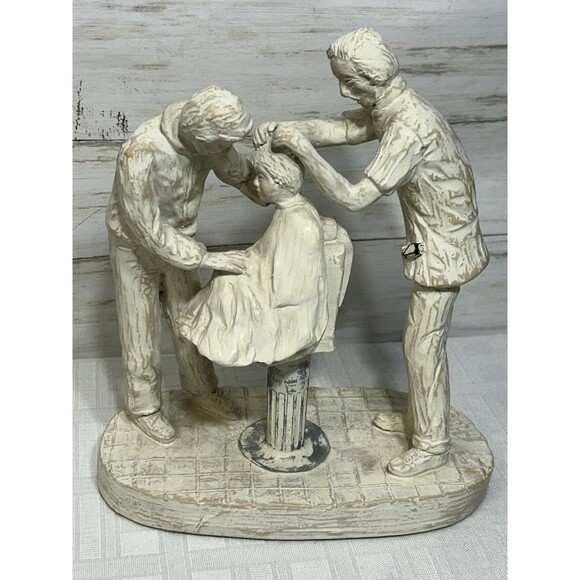 Vtg. Harris Marcus Endeavors Art Sculpture Barber Shop Lamps Industries Figures